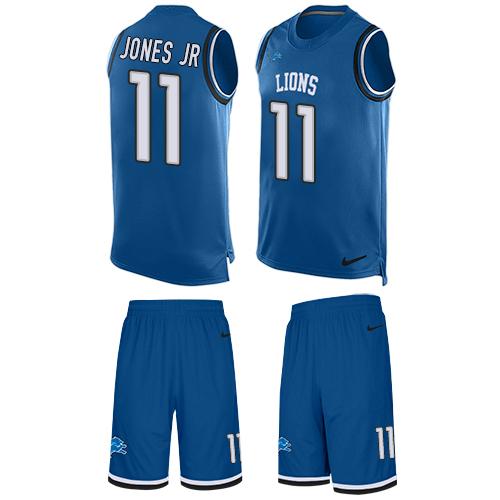 Nike Lions #11 Marvin Jones Jr Blue Team Color Men's Stitched NFL Limited Tank Top Suit Jersey - Click Image to Close